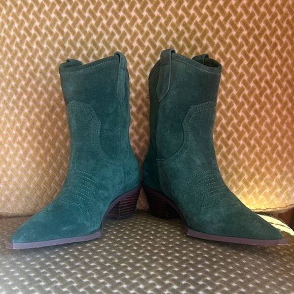 Intentionally Blank Kari Forest Suede Stitch Cushion Western Pull On Ankle Boots - Picture 14 of 16